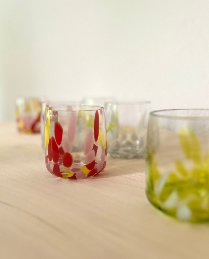 Glass Set of 2 COLORFUL