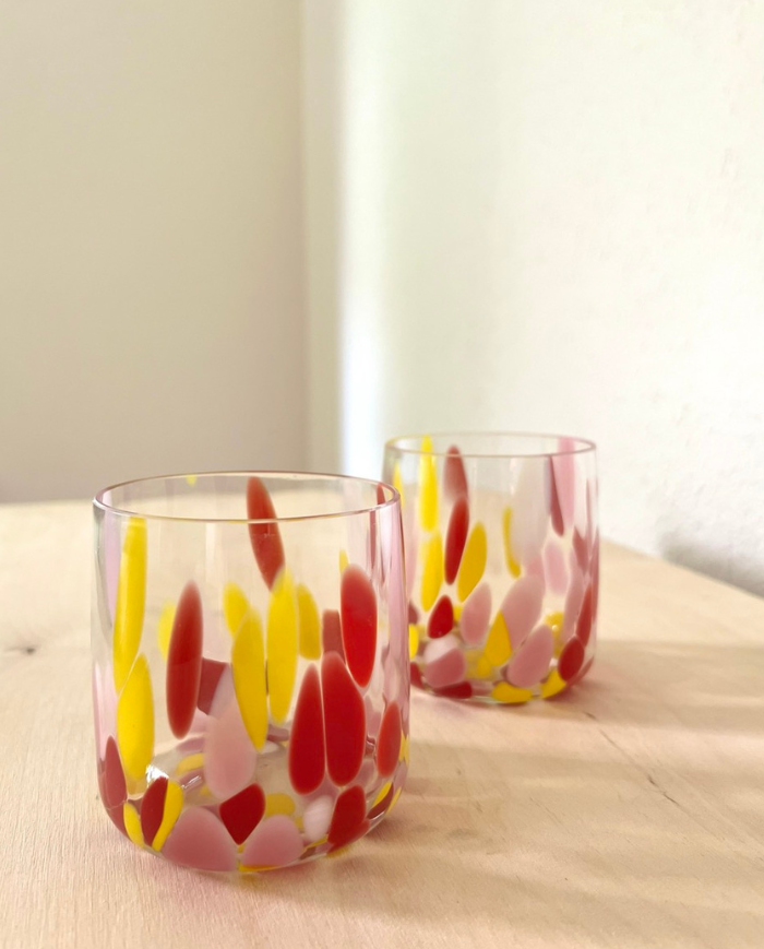 Glass Set of 2 COLORFUL