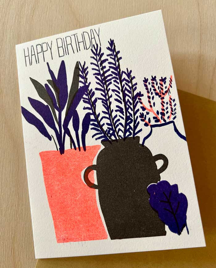 Karte HAPPY BIRTHDAY POTTED PLANTS